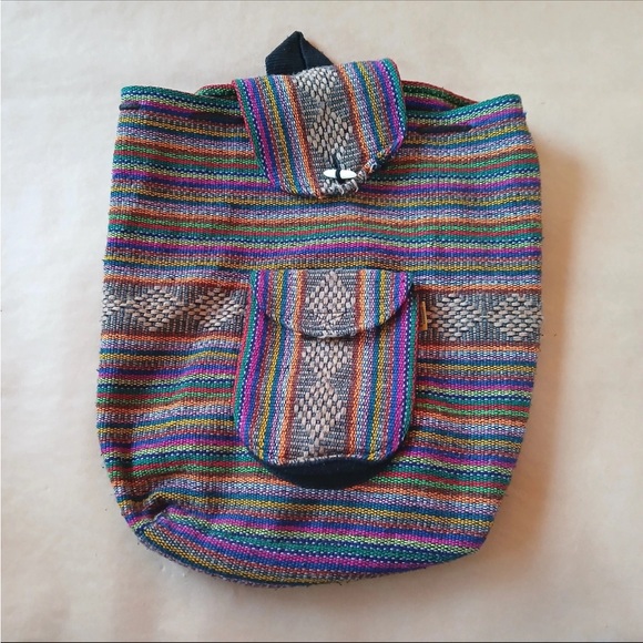 Artesanias Mr Pinzon Woven Backpack Bag Aztec Boho Hippie Festival - Picture 1 of 7